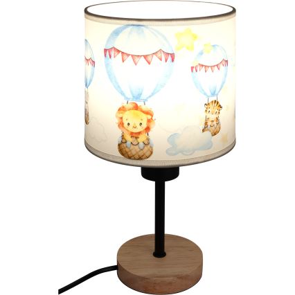Brilagi - Lampe de table pour enfant BOBO WOOD 1xE27/25W/230V chêne/noir/blanc/motifs animaux