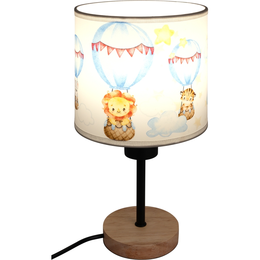 Brilagi - Lampe de table pour enfant BOBO WOOD 1xE27/25W/230V chêne/noir/blanc/motifs animaux