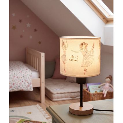 Brilagi - Lampe de table pour enfant BOBO WOOD 1xE27/25W/230V chêne/noir/blanc/rose/ballerines