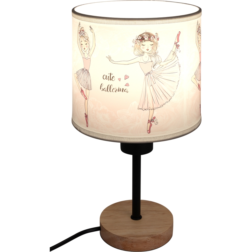Brilagi - Lampe de table pour enfant BOBO WOOD 1xE27/25W/230V chêne/noir/blanc/rose/ballerines