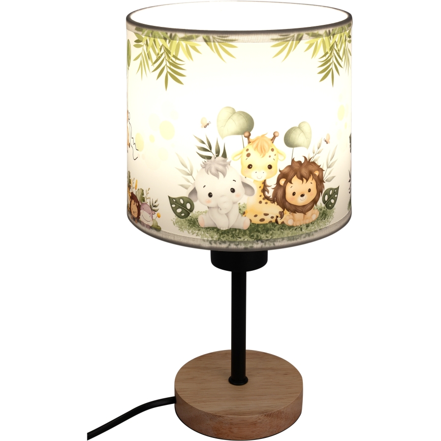 Brilagi - Lampe de bureau pour enfants BOBO WOOD 1xE27/25W/230V chêne/noir/blanc/vert/jungle
