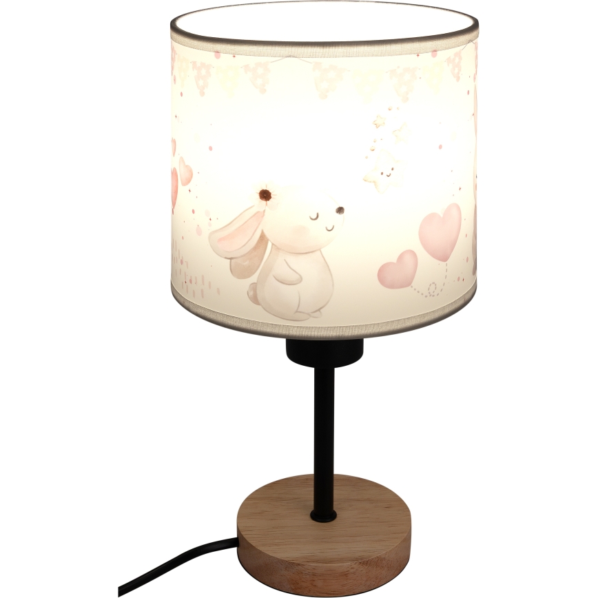 Brilagi - Lampe de table pour enfants BOBO WOOD 1xE27/25W/230V chêne/noir/crème/lapins