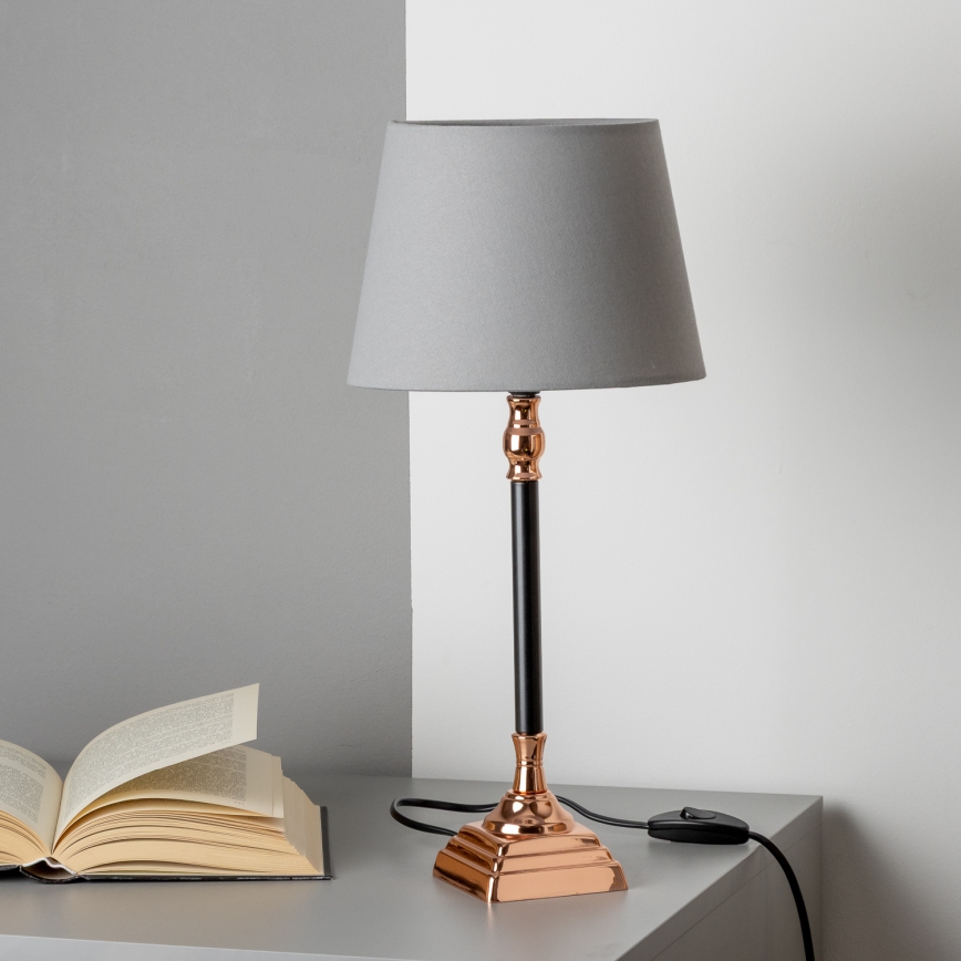 Brilagi - Lampe de table CERIA, 1xE14/40W/230V, finition noire/cuivrée/grise