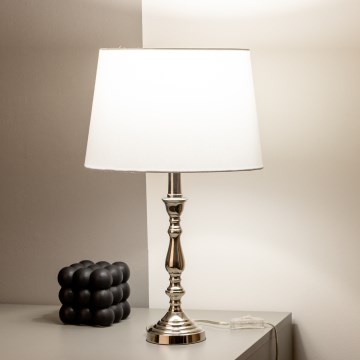 Brilagi - Lampe de table CERIA 1xE27/60W/230V Ø 30 cm chrome brillant/blanc