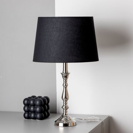 Brilagi - Lampe de table CERIA 1xE27/60W/230V Ø 30 cm chrome brillant/noir
