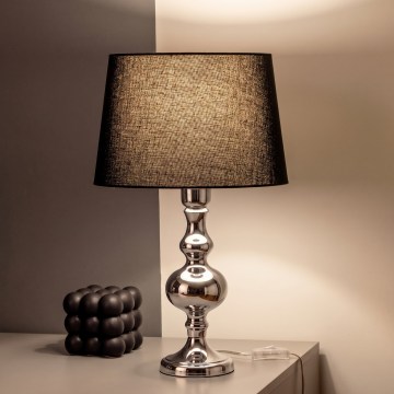 BRILAGI - Lampe de table CERIA 1xE27/60W/230V Ø 30 cm chrome brillant/noir