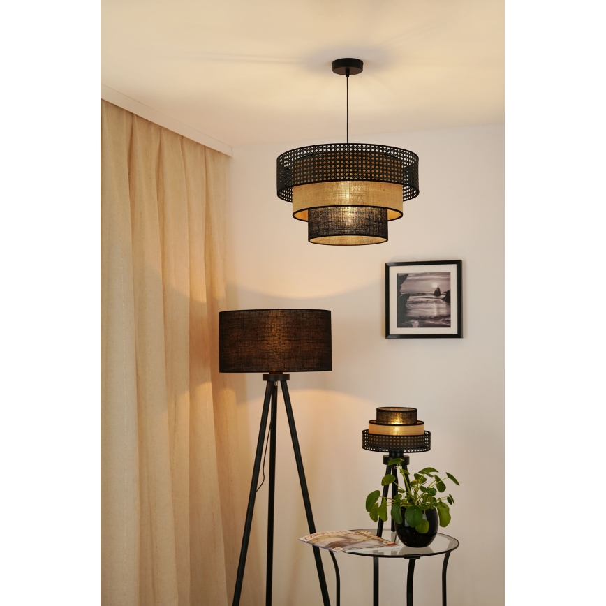 Brilagi - Lampe de table DAKOTA LUNETA 1xE27/15W/230V noir/rotin