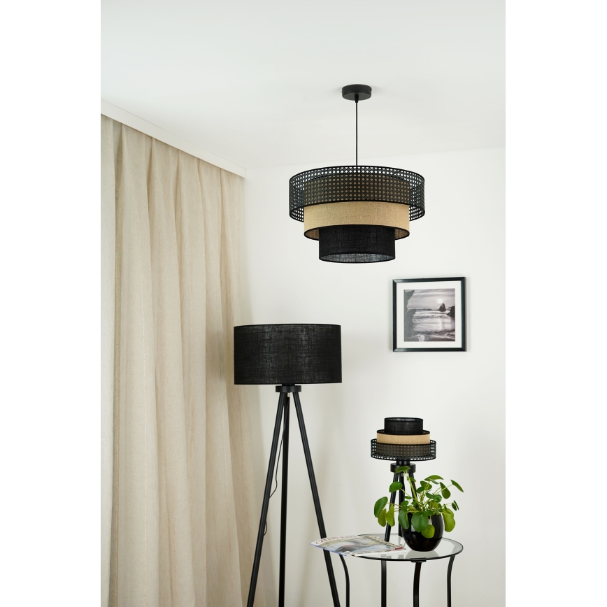 Brilagi - Lampe de table DAKOTA LUNETA 1xE27/15W/230V noir/rotin