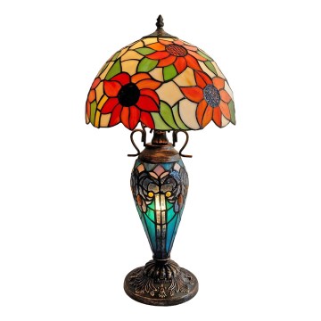 Brilagi - lampe de table de style Tiffany en vitrail SUNFLOWER 1xE27/60W/230V + 1xE14/40W