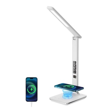Brilagi - Lampe de table LED dimmable avec chargeur sans fil Qi et port USB REGINA LED/8,5W/230V blanche