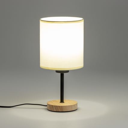 Brilagi - Lampe de table NUBILA WOOD 1xE27/25W/230V chêne/noir/crème
