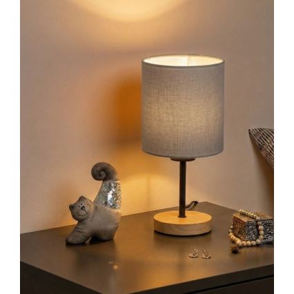 Brilagi - Lampe de table NUBILA WOOD 1xE27/25W/230V chêne/noir/gris clair