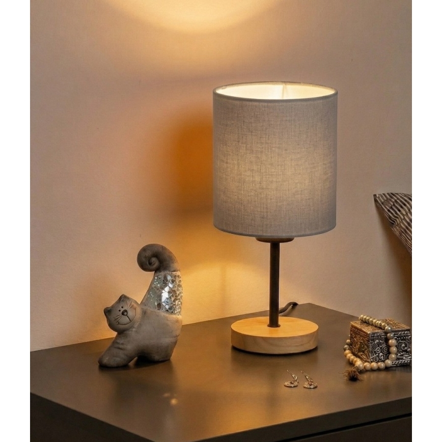 Brilagi - Lampe de table NUBILA WOOD 1xE27/25W/230V chêne/noir/gris clair