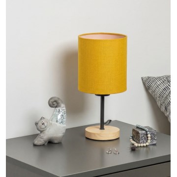 Brilagi - Lampe de table NUBILA WOOD 1xE27/25W/230V chêne/noir/jaune