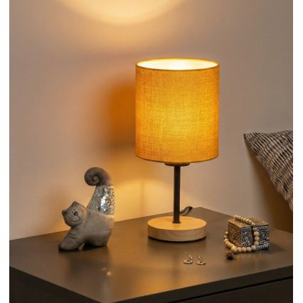 Brilagi - Lampe de table NUBILA WOOD 1xE27/25W/230V chêne/noir/jaune