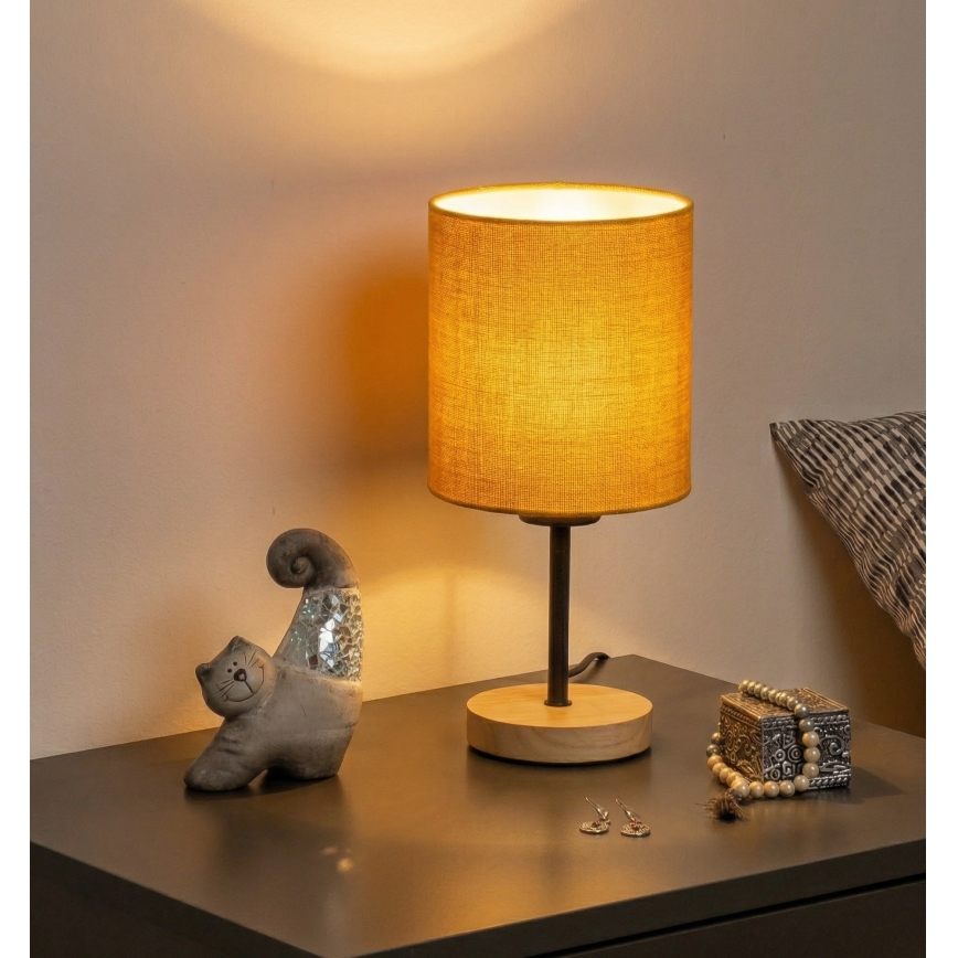 Brilagi - Lampe de table NUBILA WOOD 1xE27/25W/230V chêne/noir/jaune