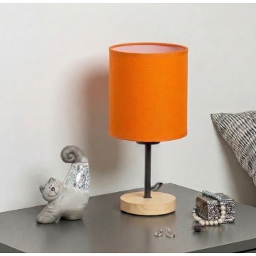 Brilagi - Lampe de table NUBILA WOOD 1xE27/25W/230V chêne/noir/orange