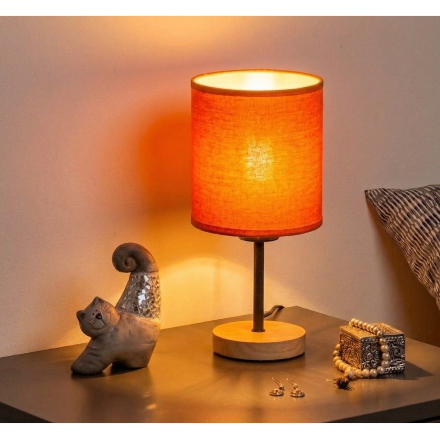 Brilagi - Lampe de table NUBILA WOOD 1xE27/25W/230V chêne/noir/orange