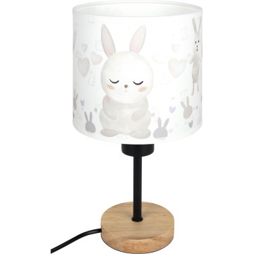 Brilagi - Lampe de table pour enfant BOBO WOOD 1xE27/25W/230V chêne/noir/blanc/lapins