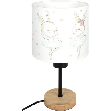 Brilagi - Lampe de table pour enfant BOBO WOOD 1xE27/25W/230V chêne/noir/blanc/motifs lapins