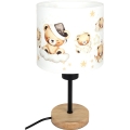 Brilagi - Lampe de table pour enfants BOBO WOOD 1xE27/25W/230V chêne/noir/blanc/à motif oursons
