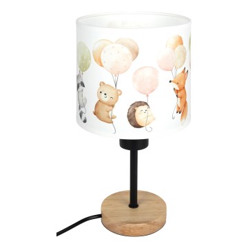Brilagi - Lampe de table pour enfants BOBO WOOD 1xE27/25W/230V chêne/noir/blanc/à motifs animaux