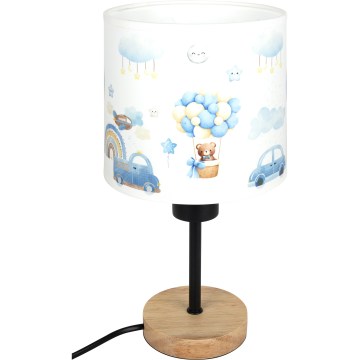 Brilagi - Lampe de table pour enfants BOBO WOOD 1xE27/25W/230V chêne/noir/blanc/bleu/motif oursons