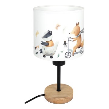 Brilagi - Lampe de table pour enfants BOBO WOOD 1xE27/25W/230V chêne/noir/blanc/motifs animaux