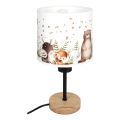 Brilagi - Lampe de table pour enfants BOBO WOOD 1xE27/25W/230V chêne/noir/blanc/motifs animaux