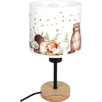 Brilagi - Lampe de table pour enfants BOBO WOOD 1xE27/25W/230V chêne/noir/blanc/motifs animaux