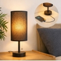 Brilagi - Lampe de table TABLON avec port USB 1x E27/25W/230V, noire