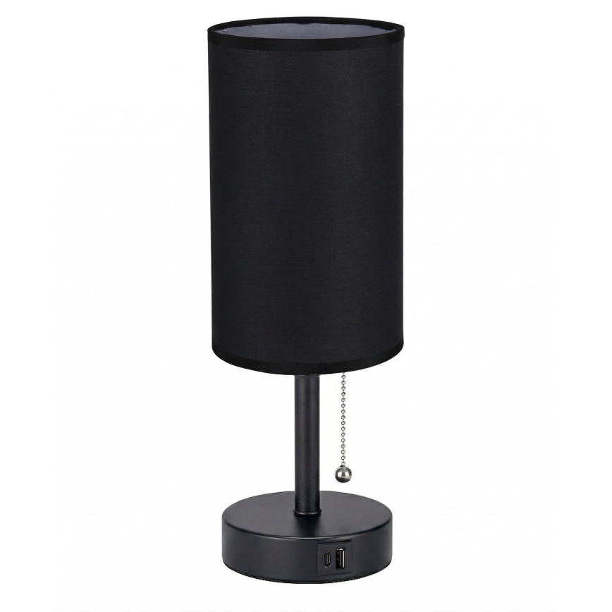 Brilagi - Lampe de table TABLON avec port USB 1x E27/25W/230V, noire