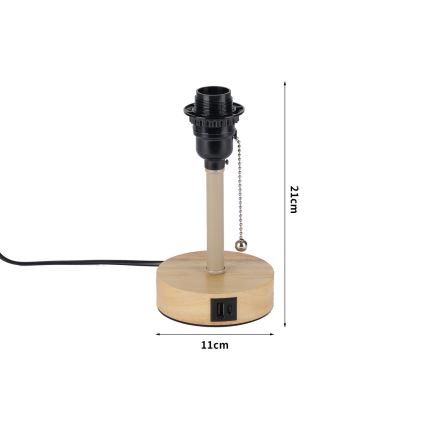 Brilagi - Lampe de table TABLON avec port USB 1xE27/25W/230V chêne/beige