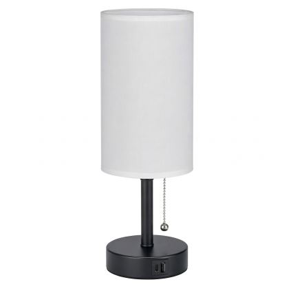 Brilagi - Lampe de table TABLON avec port USB 1xE27/25W/230V noire/blanche