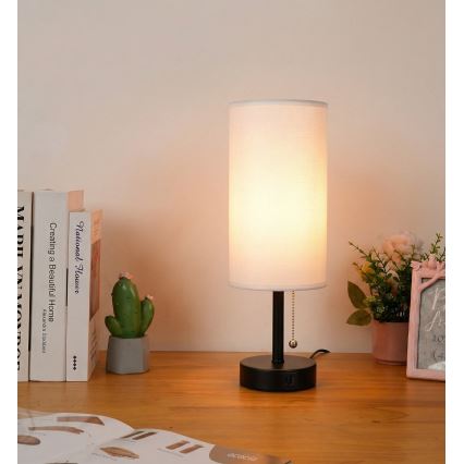 Brilagi - Lampe de table TABLON avec port USB 1xE27/25W/230V noire/blanche