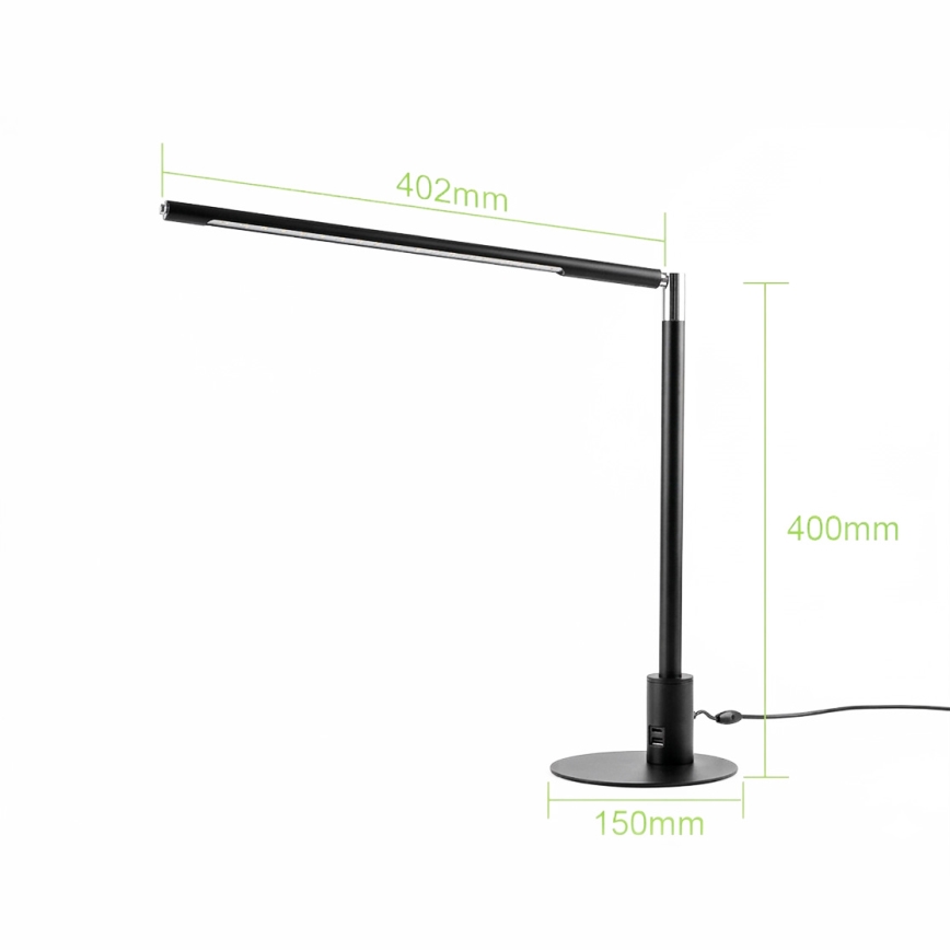 Brilagi - Lampe de bureau tactile et dimmable à LED avec ports USB VARIO LED/7W/230V 3000–6500K CRI 96, noir