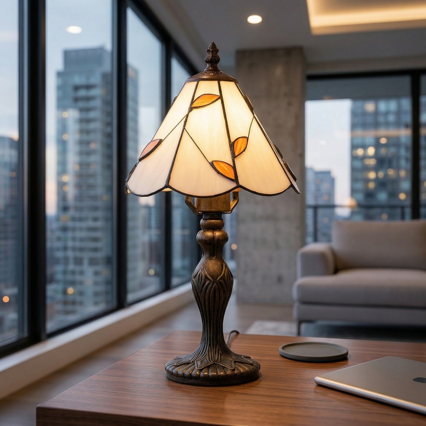 Brilagi - Lampe de table Tiffany en vitrail FOLIA 1xE27/60W/230V