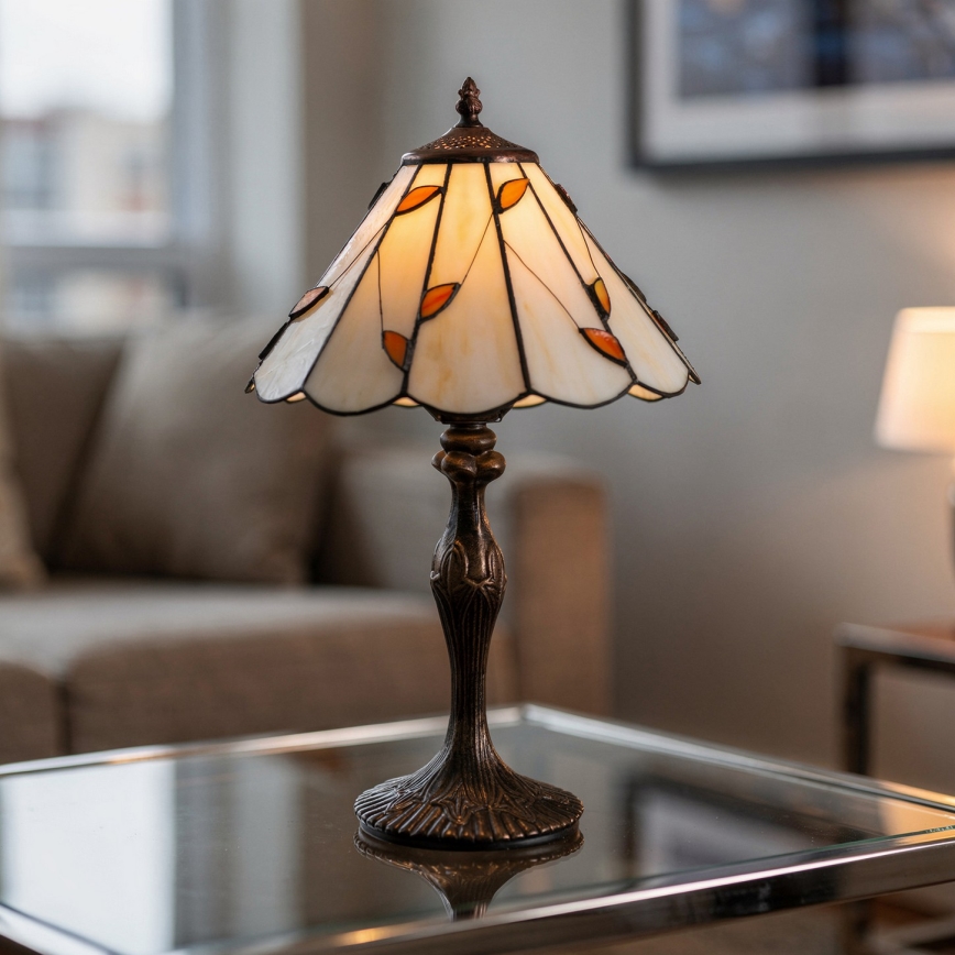Brilagi - Lampe de table Tiffany en vitrail FOLIA 1xE27/60W/230V