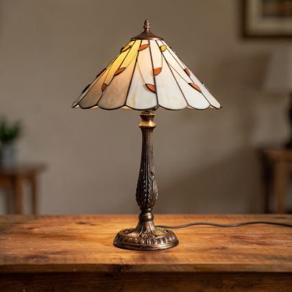 Brilagi - Lampe de table Tiffany en vitrail FOLIA 2xE27/60W/230V
