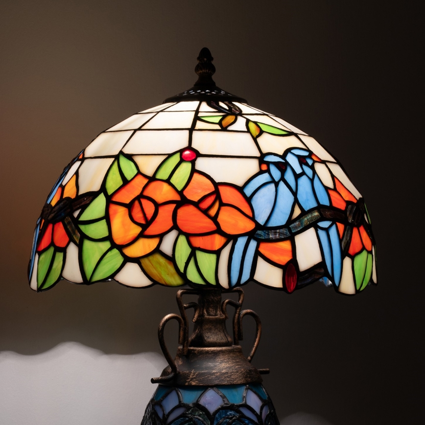 Brilagi - lampe de table Tiffany en vitrail JUNGLE 1xE27/60W/230V + 1xE14/40W