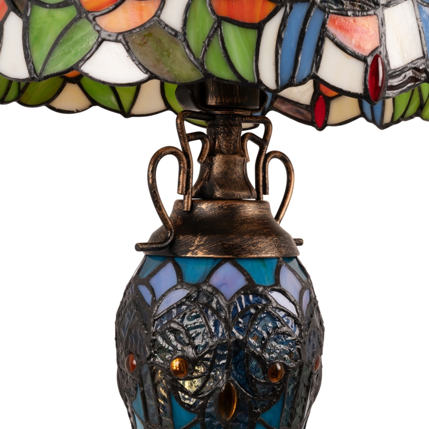 Brilagi - lampe de table Tiffany en vitrail JUNGLE 1xE27/60W/230V + 1xE14/40W