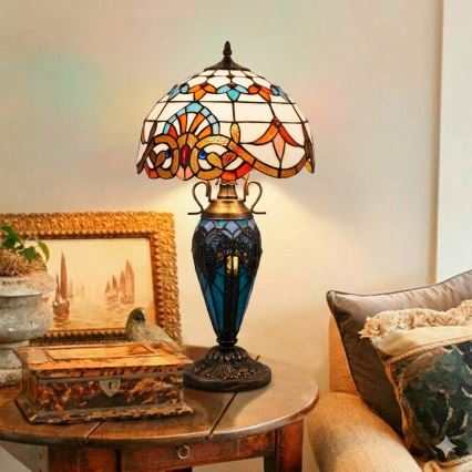 Brilagi - Lampe de table Tiffany en vitrail MIRABELLA 1xE27/60W/230V + 1xE14/40W