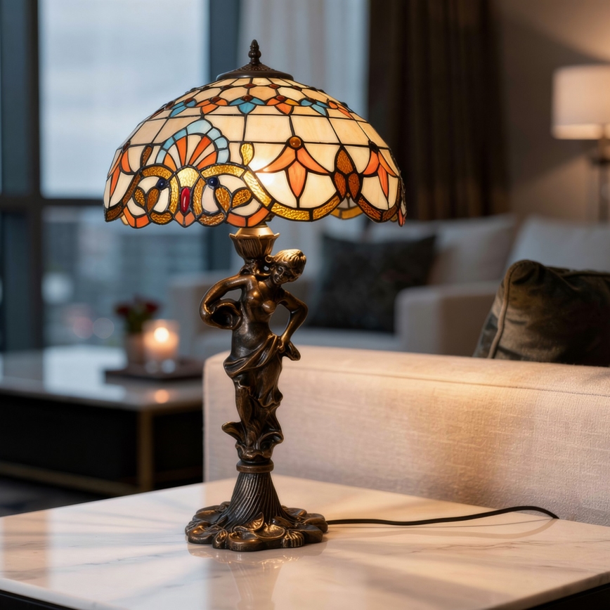 Brilagi - Lampe de table Tiffany en vitrail MIRABELLA 1xE27/60W/230V