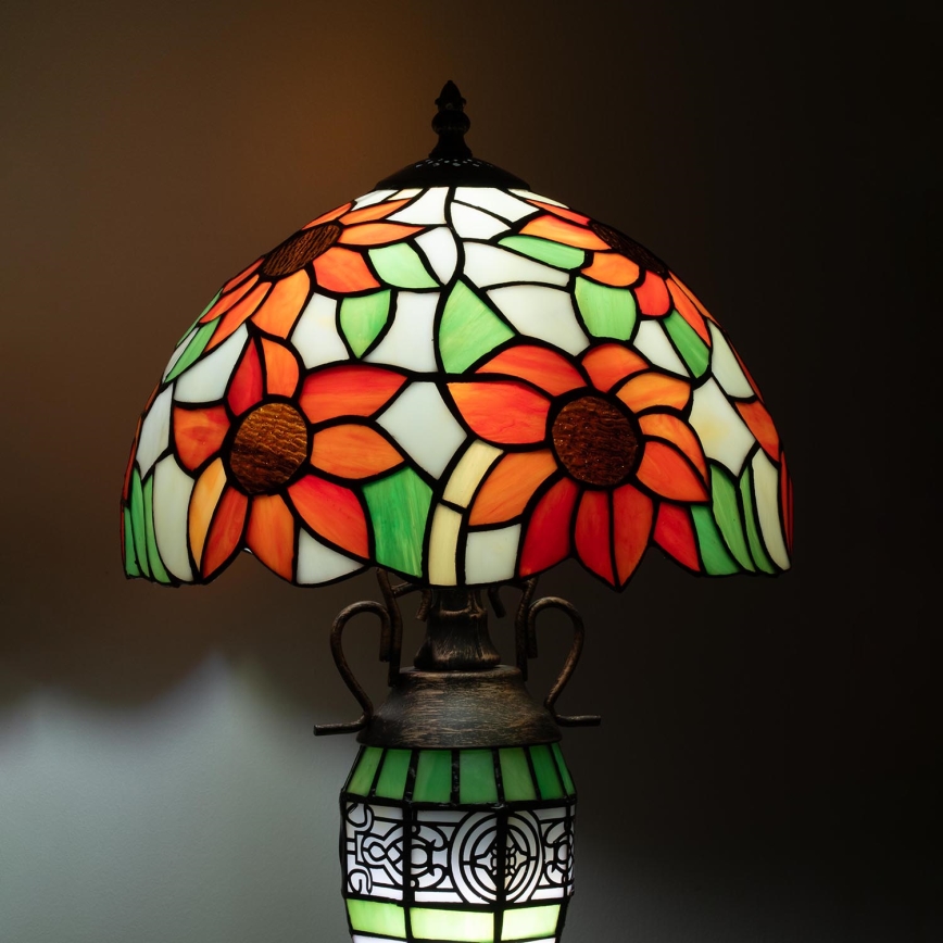 Brilagi - lampe de table Tiffany en vitrail SUNFLOWER 1xE27/60W/230V + 1xE14/40W
