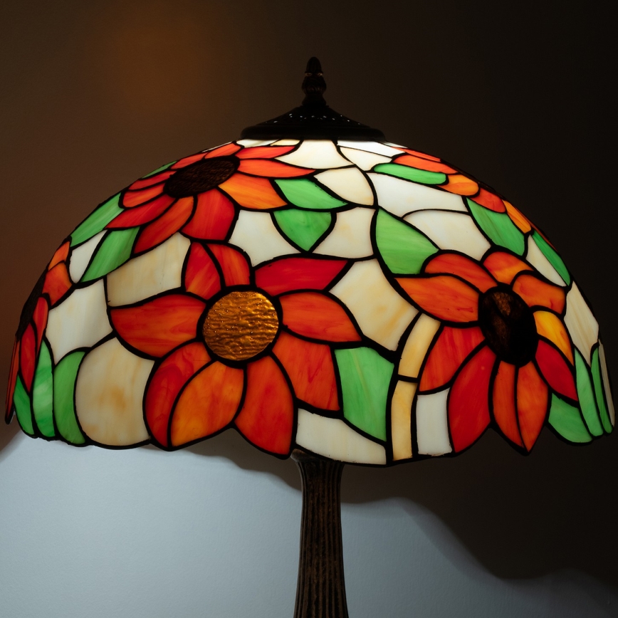 Brilagi - Lampe de table Tiffany en vitrail SUNFLOWER 2xE27/60W/230V