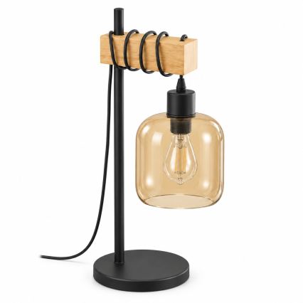 BRILAGI - Lampe de table WOOD GLASS 1xE27/40W/230V brun/noir/brun fumé