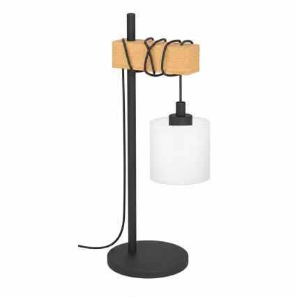 BRILAGI - Lampe de table WOOD GLASS 1xE27/40W/230V marron/noir/blanc