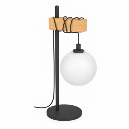 BRILAGI - Lampe de table WOOD GLASS 1xE27/40W/230V marron/noir/blanc