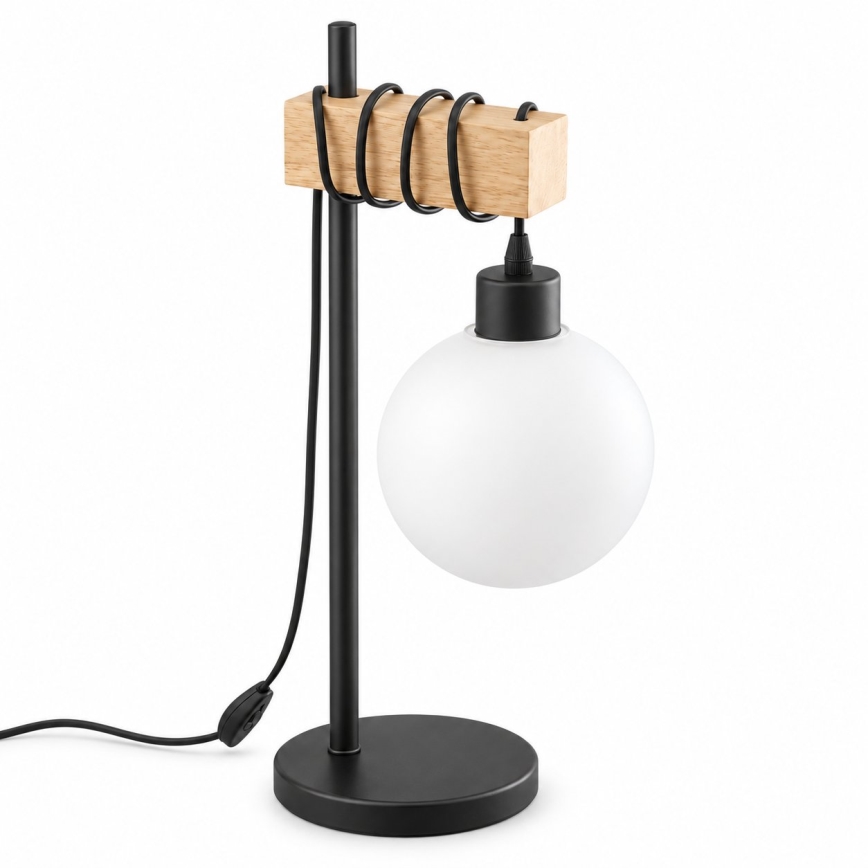 BRILAGI - Lampe de table WOOD GLASS 1xE27/40W/230V marron/noir/blanc