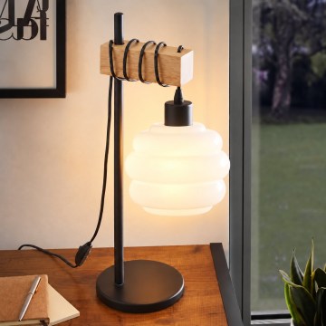BRILAGI - Lampe de table WOOD GLASS 1xE27/40W/230V marron/noir/blanc
